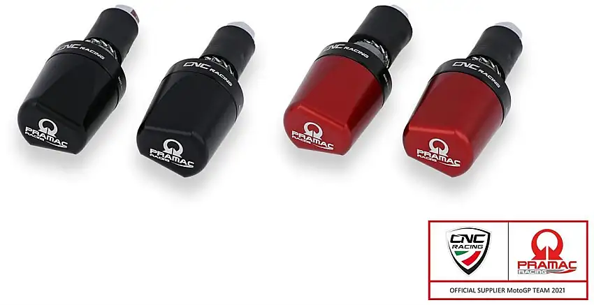 Contrappesi manubrio LOOK Pramac Racing Limited Edition CNC Racing per Moto Guzzi V85 TT 19-23