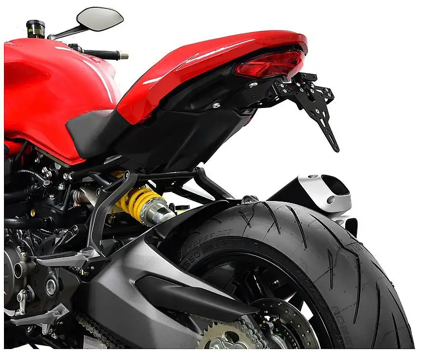 KIT Portatarga PRO Ibex Zieger per Ducati Monster 1200 S 17-21 regolabile con Lucetarga LED + Catadiottro