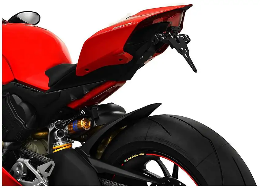 KIT Portatarga PRO Ibex Zieger per Ducati Panigale V4 18-24 regolabile con Lucetarga LED + Catadiottro