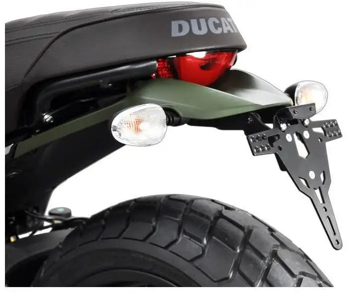 KIT Portatarga PRO Ibex Zieger per Ducati Scrambler 800 15-17 regolabile con Lucetarga LED + Catadiottro