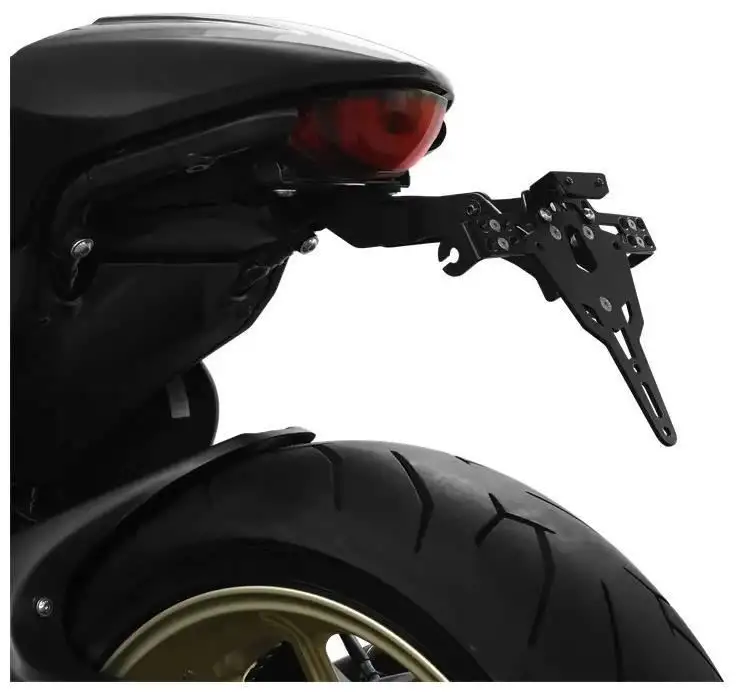 KIT Portatarga PRO Ibex Zieger per Ducati Scrambler 800 Cafe Racer 17-20 regolabile con Lucetarga LED + Catadiottro