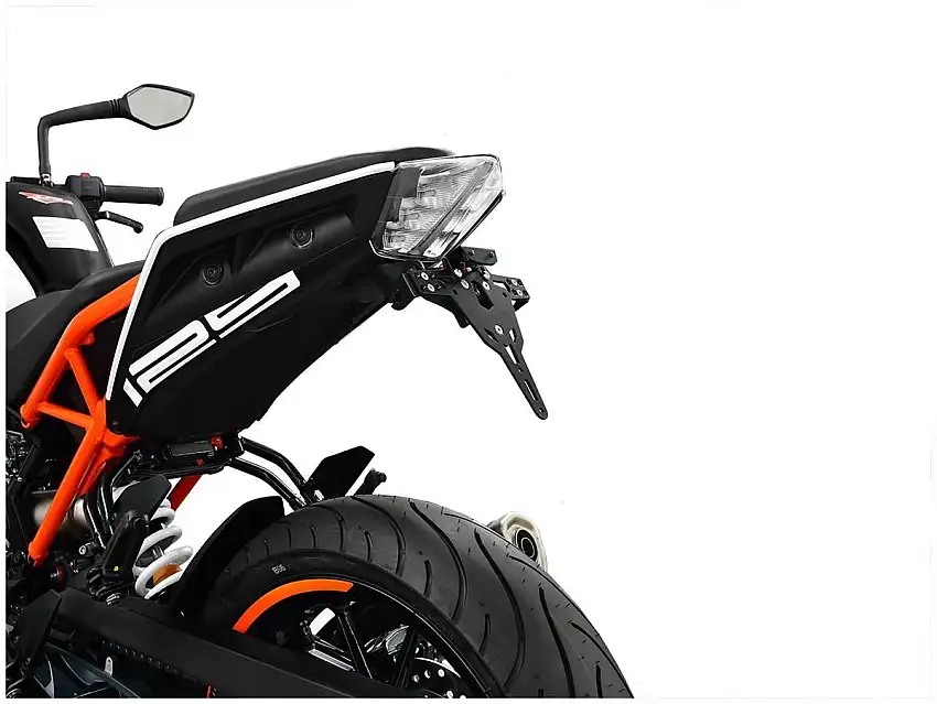 KIT Portatarga PRO Ibex Zieger per KTM 390 Duke 17-23 regolabile con Lucetarga LED + Catadiottro